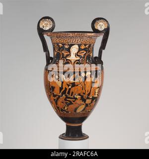 Terrakotta Volute Krater (Mischschüssel) 310 v. Chr. von antiker griechischer Keramik Stockfoto