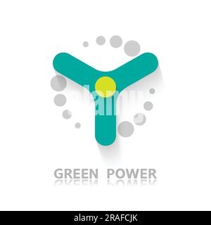 Symbol für Windkraftturbine. Logo-Designelement. Erneuerbare Energiequellen. Stock Vektor