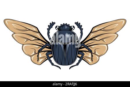 scarab-Käfer. Vektordarstellung eines magischen Symbols von pharao, Göttern Ra und Sonne. Das Alte Ägypten Stock Vektor