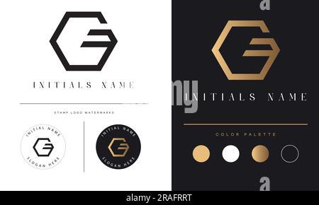 Luxus GF oder FG Erstmaliges Monogramm Text Letter Logo-Design Stock Vektor