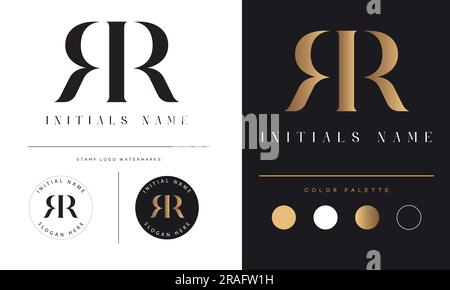 Luxuriöses RR Initial Monogramm Text Letter Logo-Design Stock Vektor
