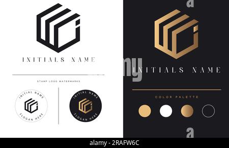 „Luxury WI“- oder „IW“-Logo mit Text und Monogramm Stock Vektor