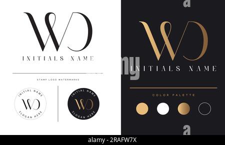 Luxus WD oder DW Initial Monogramm Text Letter Logo-Design Stock Vektor