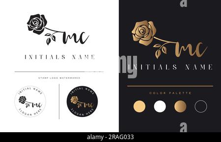 Luxus MC oder CM Initial Monogramm Text Letter Logo-Design Stock Vektor
