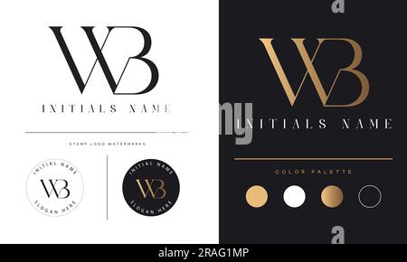 Luxus WB oder BW Initial Monogramm Text Letter Logo-Design Stock Vektor