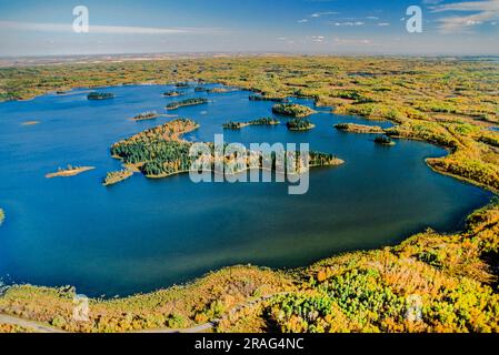 Luftaufnahme des Elk Island Park, Alberta, Kanada Stockfoto