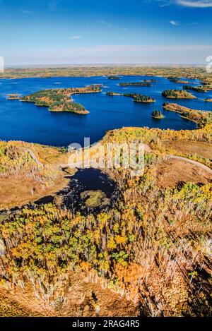 Luftaufnahme des Elk Island Park, Alberta, Kanada Stockfoto