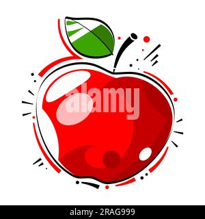 Apple Fruit Modern Vector Illustration Logo, Clip Art, Line Art, Wanddekor für Küche oder Café Stock Vektor