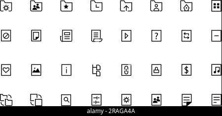 Zugehörige Vektorliniensymbole Von Ordnern Einfacher Satz. Enthält Symbole wie Speicher, Synchronisierung, Netzwerkordner und mehr. Bearbeitbare Kontur. Stock Vektor