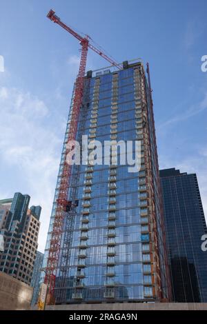 Bauarbeiten an der 8. und am Figueroa Tower in Downtown Los Angeles, CA, USA Stockfoto