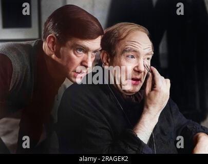 Tom Courtenay, Albert Finney, am Drehort des Films "The Dresser", Columbia Pictures, 1983 Stockfoto