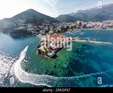 Panoramablick auf Budva - Budva, Montenegro Stockfoto