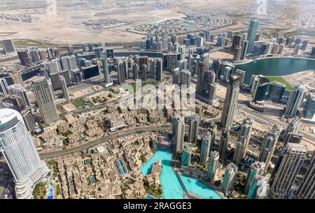Dubai Stadtbild vom Burj Khalifa Building, Dubai VAE aus gesehen Stockfoto