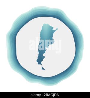 Argentinisches Logo. Dienstmarke des Landes. Geschichtetes kreisförmiges Schild um die argentinische Grenzform. Klassische Vektordarstellung. Stock Vektor