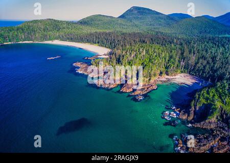 Luftaufnahme von Cape Scott und Umgebung, Vancouver Island, BC, Kanada Stockfoto