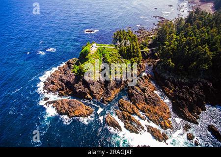 Luftaufnahme von Cape Scott und Umgebung, Vancouver Island, BC, Kanada Stockfoto