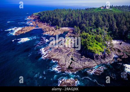 Luftaufnahme von Cape Scott und Umgebung, Vancouver Island, BC, Kanada Stockfoto