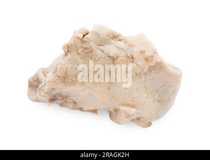 Ein Stück leckere Kabeljauleber auf weißem Hintergrund, Draufsicht Stockfoto