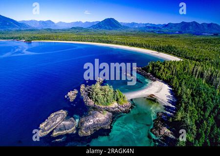 Luftaufnahme von Clayoquot Sound, Vancouver Island, BC, Kanada Stockfoto