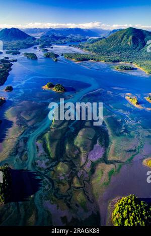 Luftaufnahme von Clayoquot Sound, Vancouver Island, BC, Kanada Stockfoto