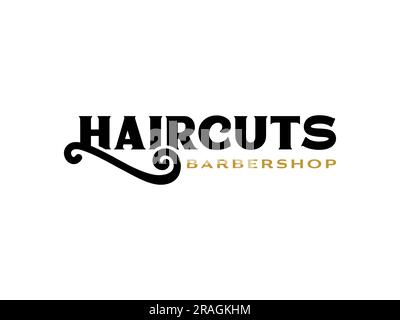 Barbershop einfaches minimalistisches Logo mit eleganter Verzierung. Stock Vektor