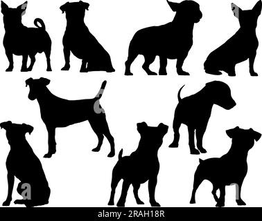 Set mit Jack Russel Terrier Dog Silhouette Stock Vektor