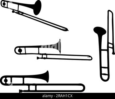 Set mit Trombone-Silhouette Stock Vektor