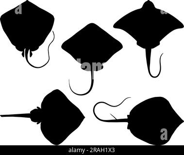 Set mit Sting Ray Silhouette Stock Vektor