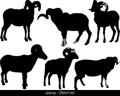 Satz RAM-Silhouette Stock Vektor