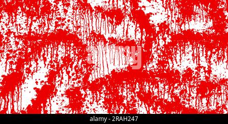 Horror-Nahtloses Muster mit roten Blutflecken. Scharlachrote Farbe, Wein oder Soße spritzen an der Wand. Wasserfarbenspritzer-Textur. Abstrakte Vektordarstellung Stock Vektor