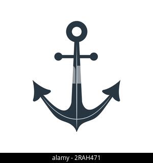 Ankersymbol isoliert auf weißem Hintergrund. Marinelogo. Nautisches Symbol. Vektordarstellung in flacher Form Stock Vektor