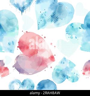 Aquarelle Herzen. Nahtloser Hintergrund. Vektordarstellung Stock Vektor