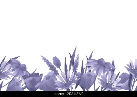 Vektor botanokal nahtlose Umrandung mit abstrakten Wildblumen, Pflanzen und empfindlichen Ästen, isolierter Druck auf weißem Hintergrund für Textilien oder Tapeten Stock Vektor