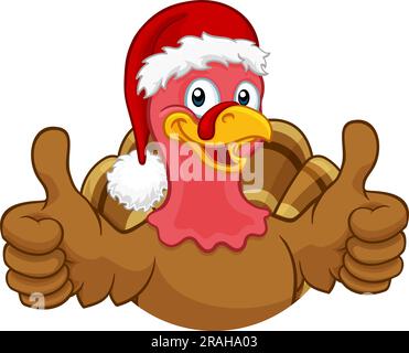Die Türkei In Santa Hat Weihnachten Danksagung Cartoon Stock Vektor