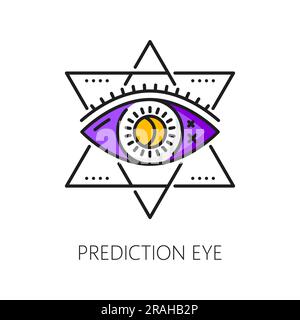 Hexerei und magische Ikone des Providence Eye. Mystisches lineares Vektorzeichen, das Schutz, Einsicht oder Weitsicht darstellt. Ein uraltes okkultes Symbol besitzt die Macht, das Böse abzuwehren und mystische Führung zu geben Stock Vektor