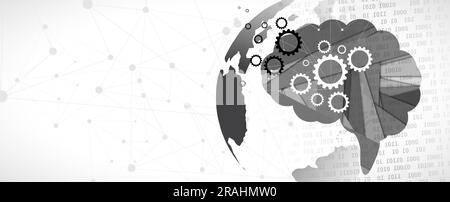 Abstraktes menschliches Gehirn. Künstliche Intelligenz neue Technologie. Futuristischer Hintergrund der Wissenschaft Stock Vektor