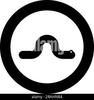 Kriechender Wurm Regenwurm kriechende wirbellose Kreatur Symbol im Kreis rund schwarz Vektor Illustration durchgehender Umriss Stil einfach Stock Vektor