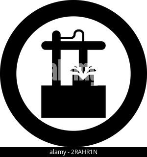 CNC 3D-Fräsmaschinentechnologie Automatisiertes Konzeptsymbol im Kreis rund schwarz Vektor Illustration durchgehende Kontur Stil einfach Stock Vektor