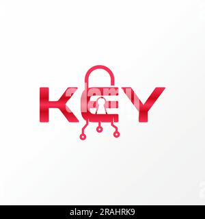 Logo Design Grafikkonzept kreativ Abstraktes Premium-Vektorstempel Wort SCHLÜSSELLOCH Vorhängeschloss und Dots Tech. Verwandte Typografie-Technologie Stock Vektor