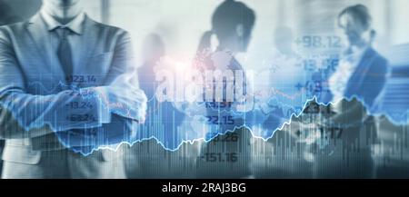 Finanzdiagramme und -Diagramme. Geschäfts-, Wirtschafts- und Investitionskonzept 2023. Stockfoto