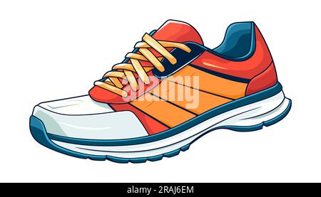 Farbiger Sneaker auf weißem Hintergrund. Sportschuhe. Vektordarstellung Stock Vektor