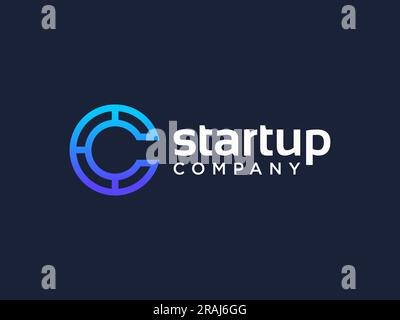Logo mit C-Vektorlinie. Symbol für Kreatives Minimalismus-Logo Stock Vektor