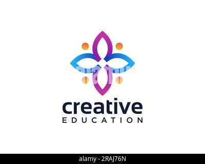 Abstrakte Menschen farbenfrohes Logo-Symbol minimalistisches Styling. Logo für Teamarbeit für Familien Logo-Symbol Logo Logo Stock Vektor