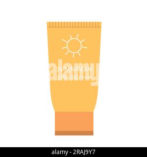 Süße Sonnencreme, flacher Vektor. Artikel für den Sommer. Farbenfroher Sommerurlaub. Sommerzeit. Sommerkonzept. Symbol „Reisen“. Stock Vektor