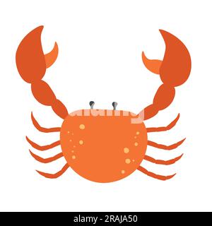 Krabbenfarbe, flacher Vektor im Cartoon-Stil. Farbenfroher Artikel für das Sommerzeitkonzept. Sommerurlaub, Tropenurlaub. Artikel für Sommerreisen. Stock Vektor