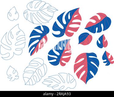 Abbildung mit kräftigen Blättern aus Monstera. Tropische Blumenpflanze Stock Vektor