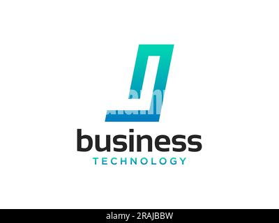 Abstrakter Anfangsbuchstabe J Logo. Geometrische Form. Verwendbar für Unternehmens- und Branding-Logos. Designvorlage Für Flat Vector-Logos. Stock Vektor