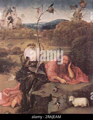 St. Johannes der Täufer in Meditation 1499 von Hieronymus Bosch Stockfoto