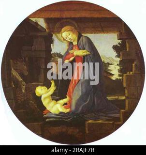 Die Jungfrau Adoring the Child 1490 von Sandro Botticelli Stockfoto