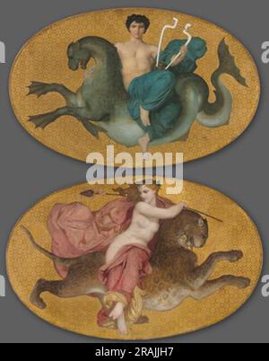 Arion on on a Sea Horse und Bacchante on a Panther (Paar) 1855 von William-Adolphe Bouguereau Stockfoto